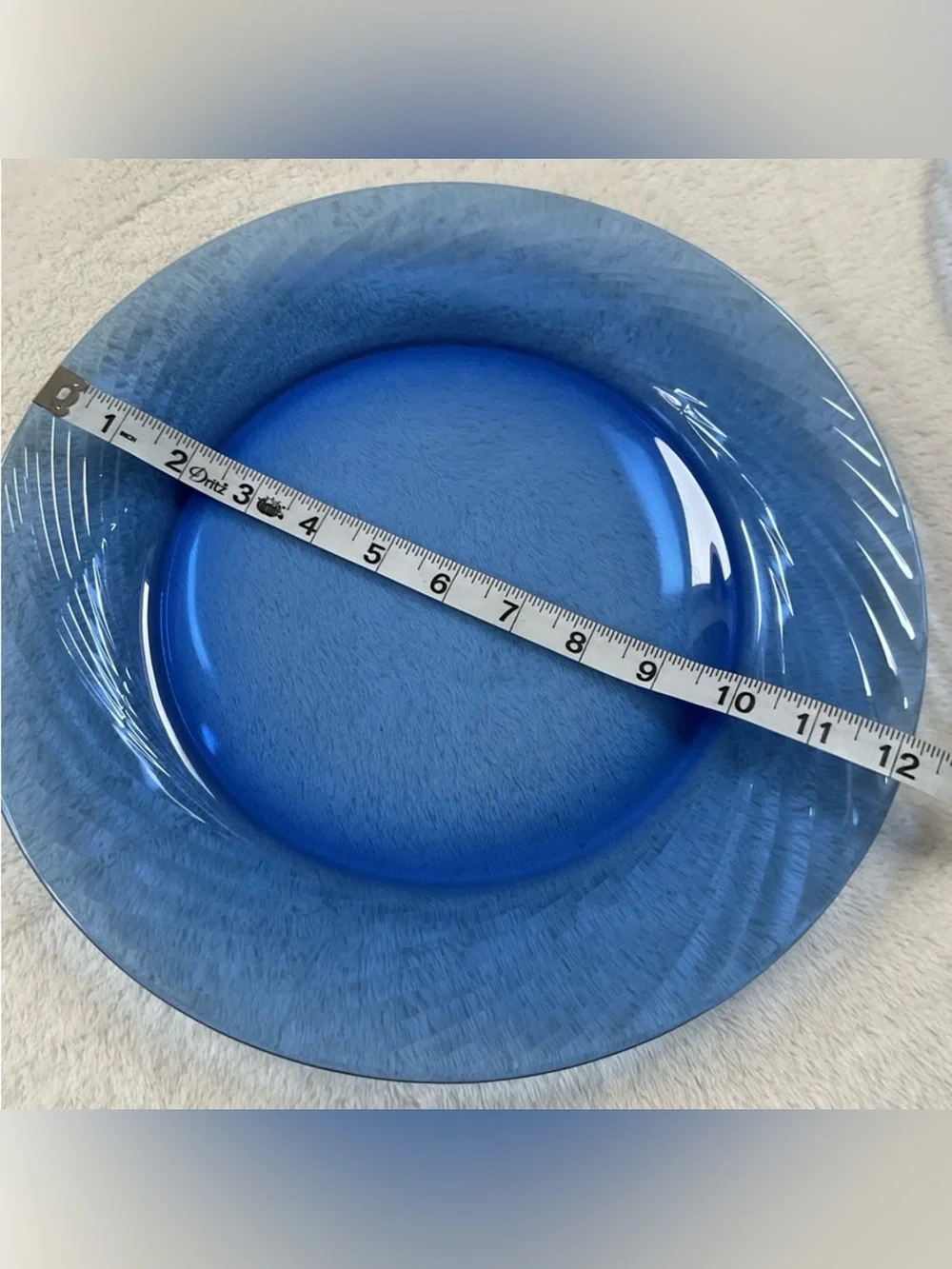 Vintage Pyrex Cobalt Blue Glass Charger Plates Set of 2 12” Ribbed Swirl